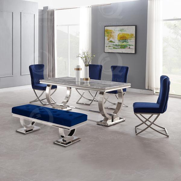 Роскошный обеденный стол мебели 180x90x75cm SS стальной с верхней частью 20mm мраморной