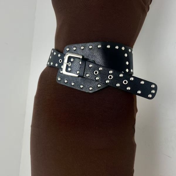 2026 new rivet wide waist belt, Y2K baddie women's belt, retro belt accessory, wide and narrow belts