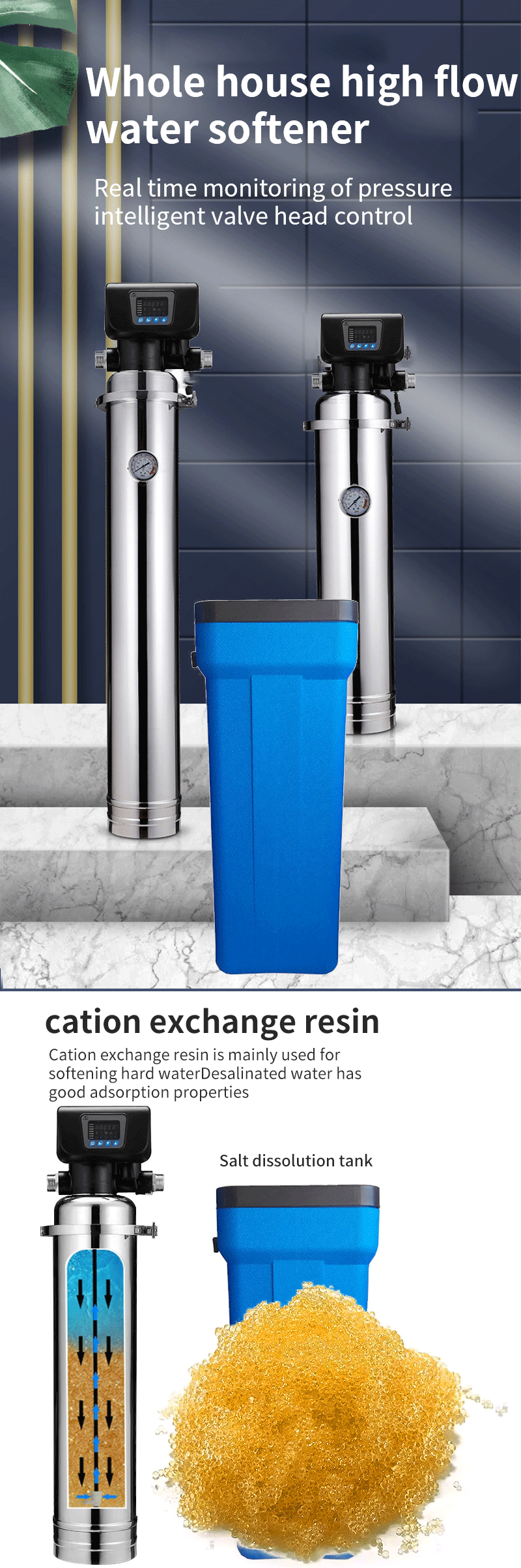 Regeneration Ion Exchange Resin Removing Water Filter Magnetic Hard Water Softer System