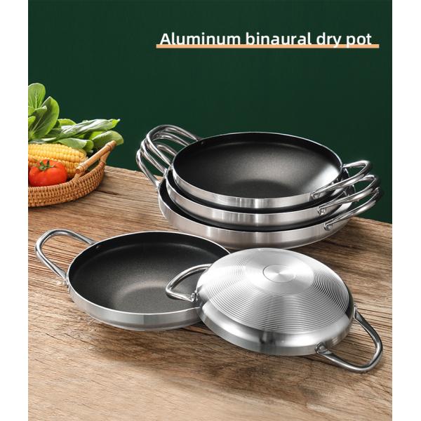 Сгущенный алюминий лотка вка кухни не вставляет покрытое двойное ухо со стальными ручками