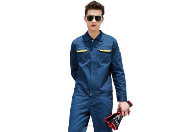 Polyester / Cotton Long Sleeves Industrial Work Uniforms Jackets Square Collar