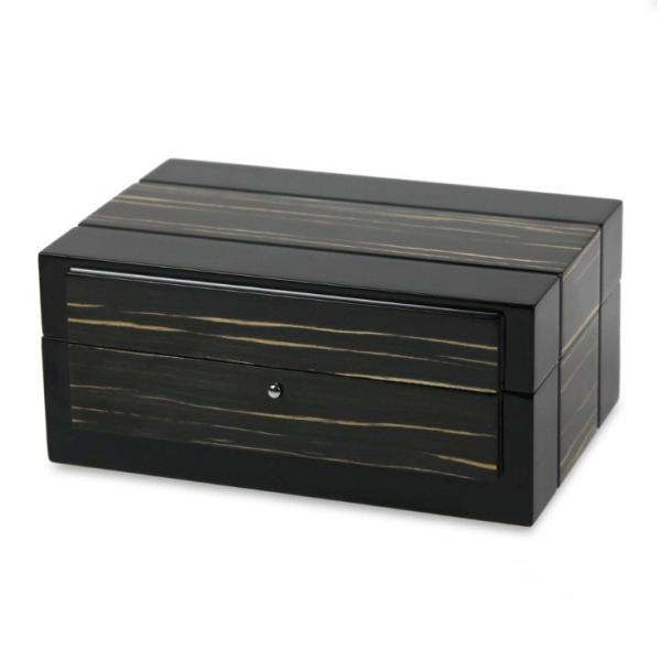 Black Wooden Watch Storage Box Sustainable With Glossy Lacquer Finish