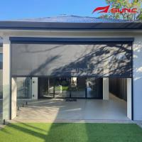 Motorized Zip Track Outdoor Windproof Blinds For Restaurant Balcony