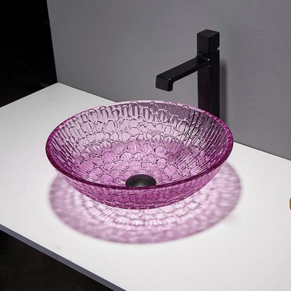 395mm Crystal Wash Basins Round 130mm Purple Bathroom Bowl Basin
