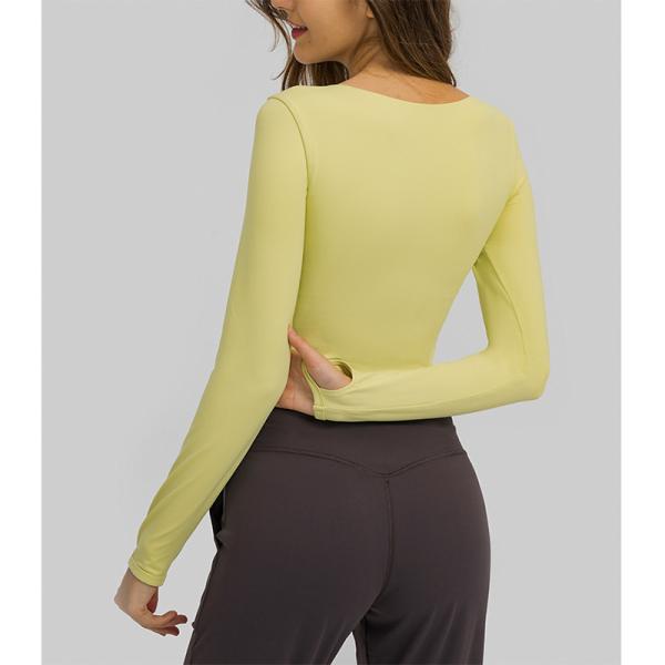 Sports Yoga Long Sleeve Shirts Breathable Short Crop Tops With Pad