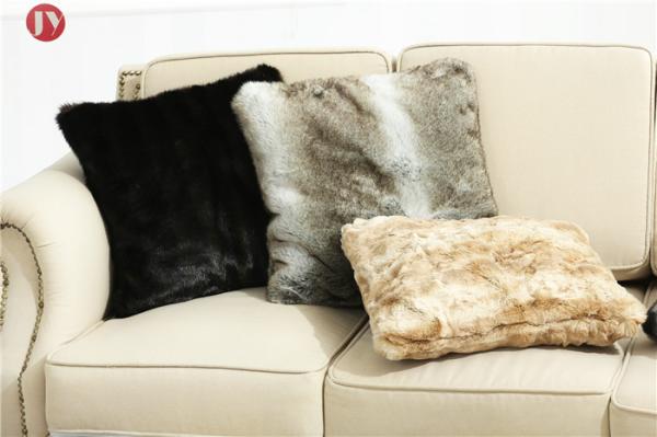 thick and soft pile 100% animal-free double sides home Faux Fur Pillows ,faux rabbit taupe,18inch*18inch