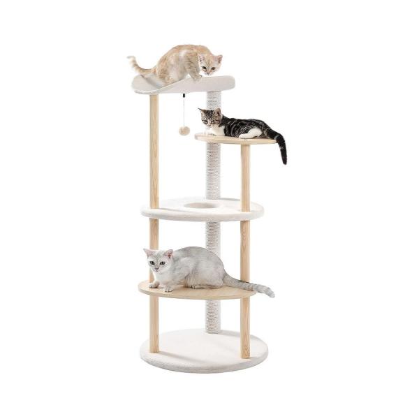 Customized Size 51 Inches 5-Level Cat Tree Cat Tower Activity Center With Scratching Posts Beige