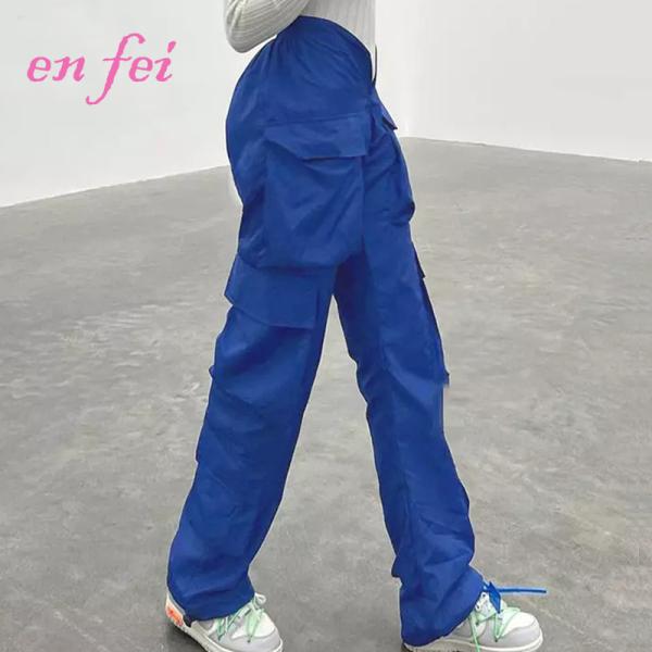 High Waist Loose Wide Leg Solid Color Multi Pocket Custom V Cut Casual Long Street Wear Trousers Women's Cargo Pants