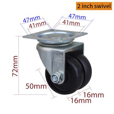 EDL 2 Inch 80kg PA Equipment Casters  Black Plate Casters With Brakes   M312P-13