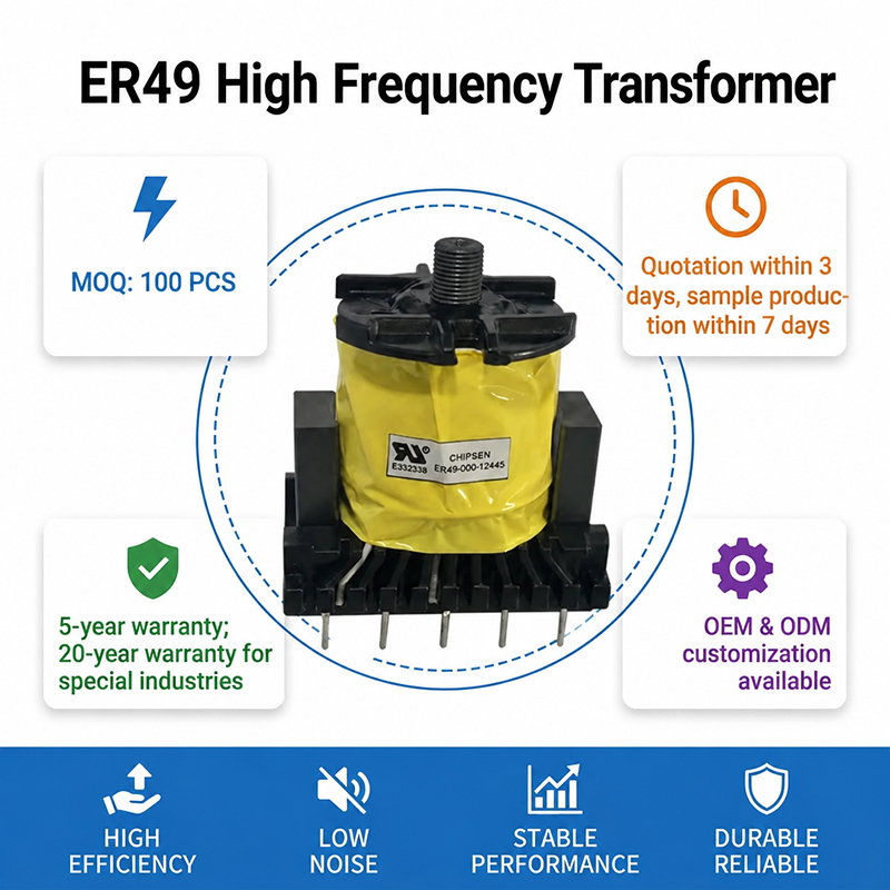 Efficient Low Noise ER49 High Frequency Transformer Industrial Power Systems