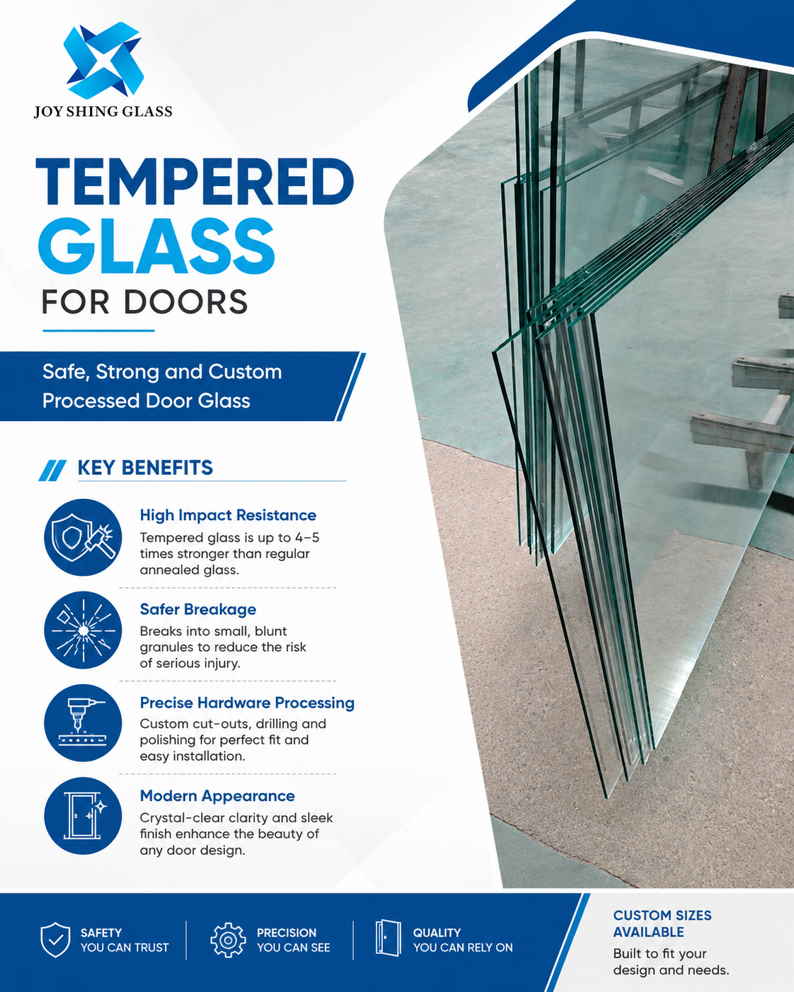 Custom Tempered Glass for Doors for Commercial and Residential Projects