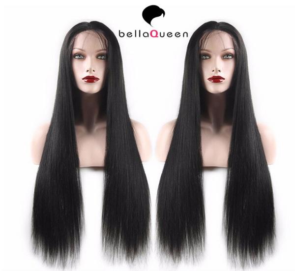 Cabelo humano das perucas completas retas longas trançadas malaias macias conservadas em estoque do laço do micro