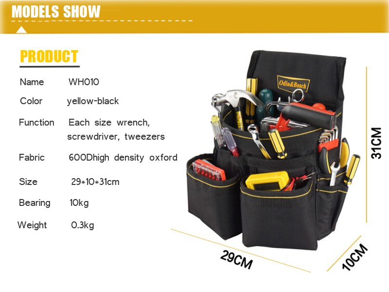 Customized Work Multifunction Plumber Carpenter Organizer Electrician Waist Tool Bag