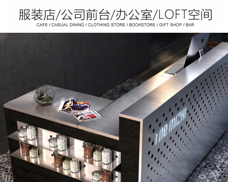 Cashier Checkout Reception Desk Custom Design for Stainless Steel Store Counter Table