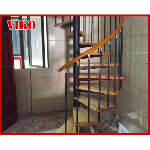 Spiral StaircaseVH18S Carbon Steel Tread Beech 304 Stainless Steel  Spiral Stainless Steel Stair Handrail Railing Glass