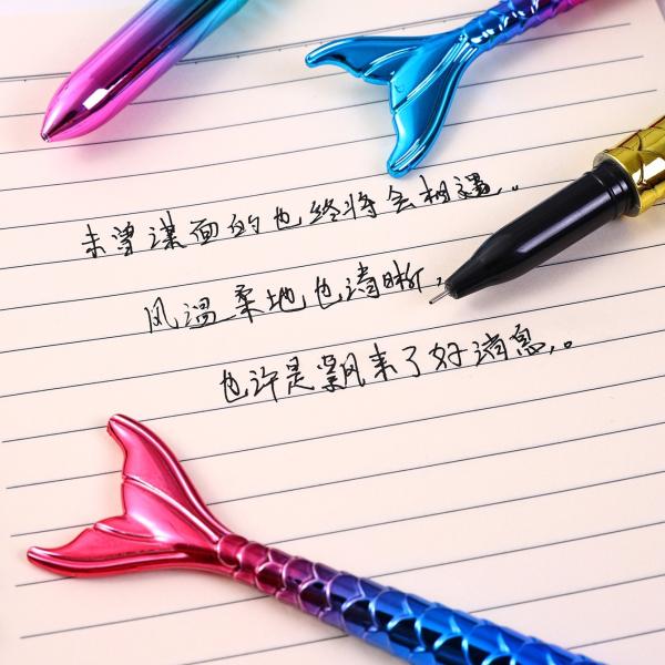 Colorful Gradient Mermaid Neutral Pen 0.5mm UV Electroplated Girl's Heart Gel Pen