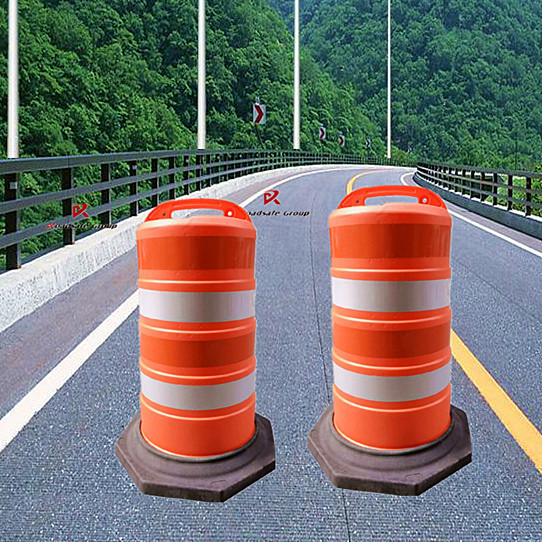High Density PE Traffic Safety Barrel Unbreakable Red Road Crash Drum with Reflective Tape for Traffic Control