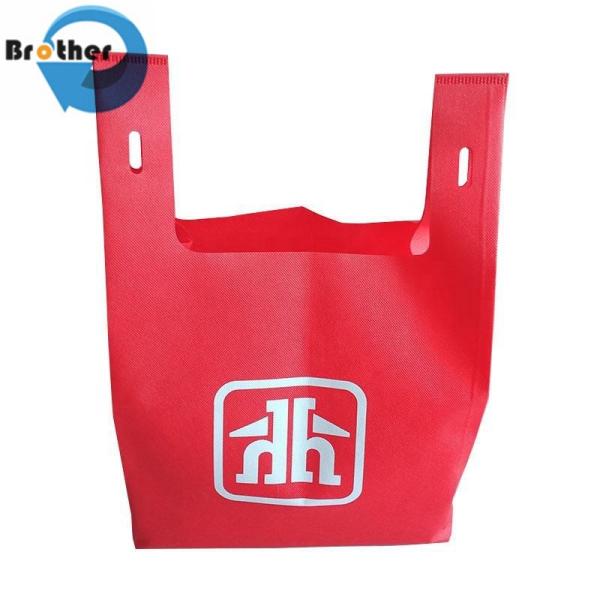 Biodegradable Cheap Eco-Friendly Reusable W Cut T Shirt Vest PP Non Woven Supermarket Tote Grocery