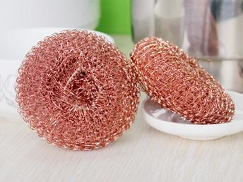 Eco Friendly Pure Copper Dish Scrubber Mesh Shape For Hotel And Restaurant