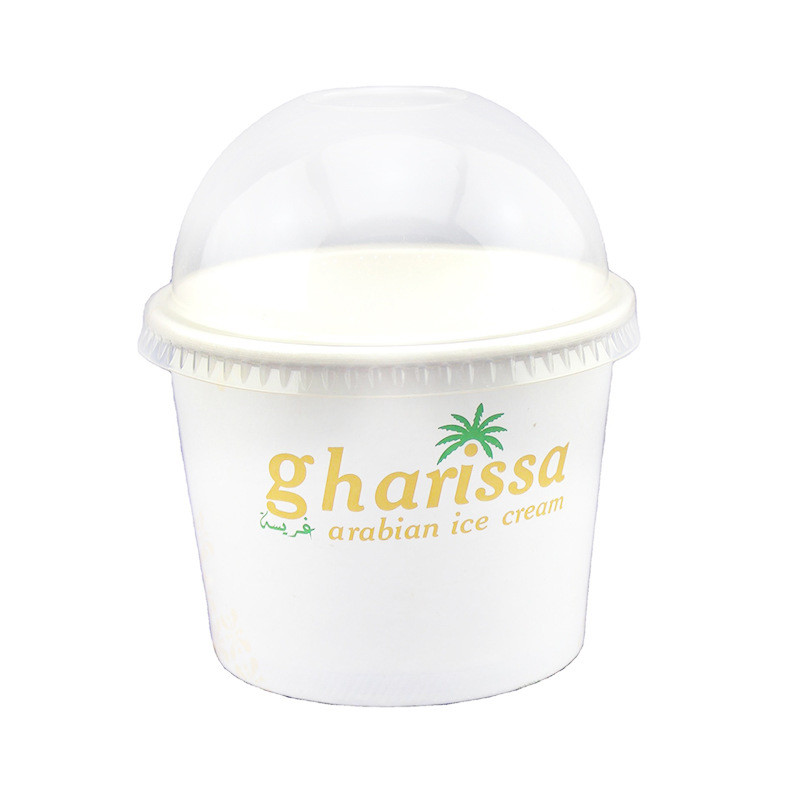 Белая таможня 8oz 12oz напечатала чашки мороженого Biodegradable