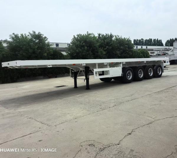 4 Axle Flatbed Container Transport Semi Trailer With Fuwa / BPW Axle And 16 Tire Number