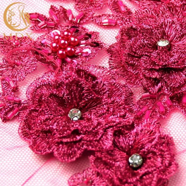 ткань шнурка ткани шнурка страза вышивки 3D Handmade голубая африканская