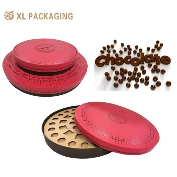 Caja de regalo de papel medio redonda personalizada con inserción Cajas rígidas reciclables con papel de oro en relieve Laminación Matt Brillante