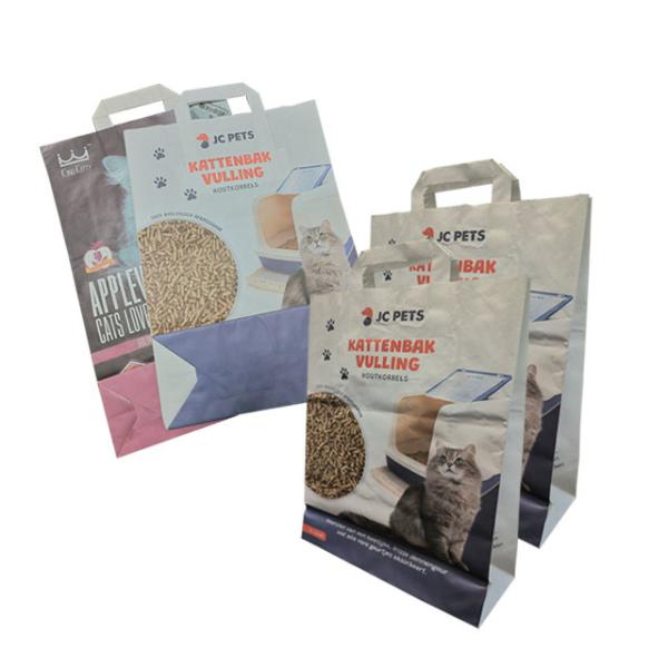 O empacotamento de papel do papel de Cat Litter Bags Handle Kraft de 7 cores ensaca a boca aberta