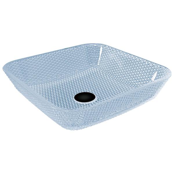 Мытье руки Кристл стекла раковины Bathroom сосуда квадрата воды голубое