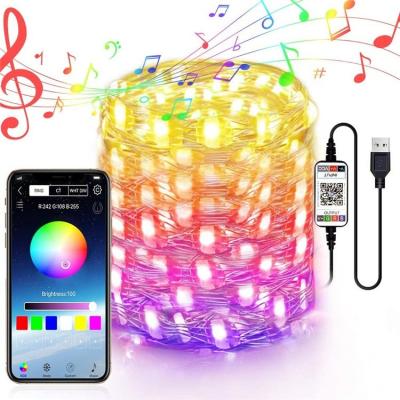 Luzes feericamente de prata da corda do diodo emissor de luz da árvore de Natal do RGB APP