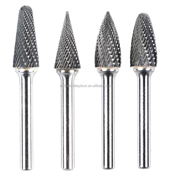10 pièces de tungstène Carbide Burr Set 6 mm 1/4 Shank double coupe pour le bois métallique