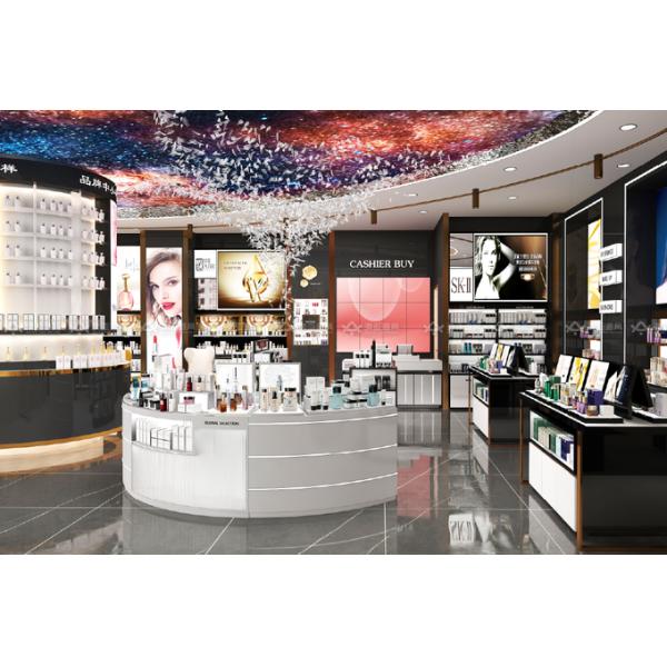 Skincare Shop Interior Design Gold Rush Series Case for Shop Display Furniture