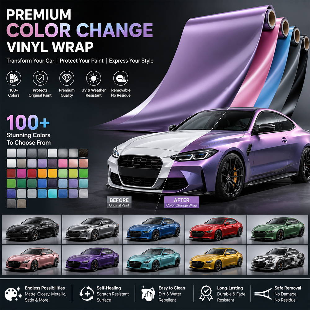 7.5 Mil Thickness Color Changing PPF with Self-Healing Surface and UV Resistant TPU Paint Protection Film