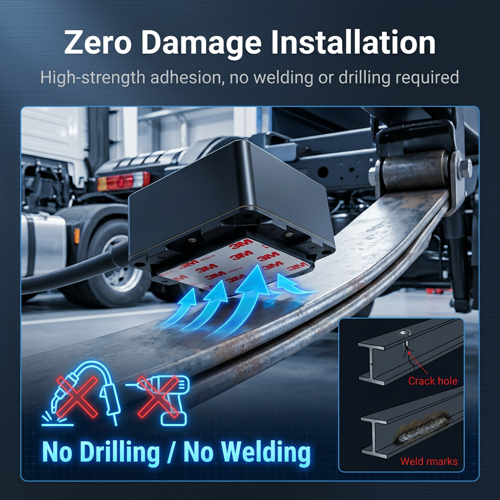 No-Drilling Deflection Transducer for Real-Time Load Monitoring and Anti-Fraud Control in Leaf Spring Trucks