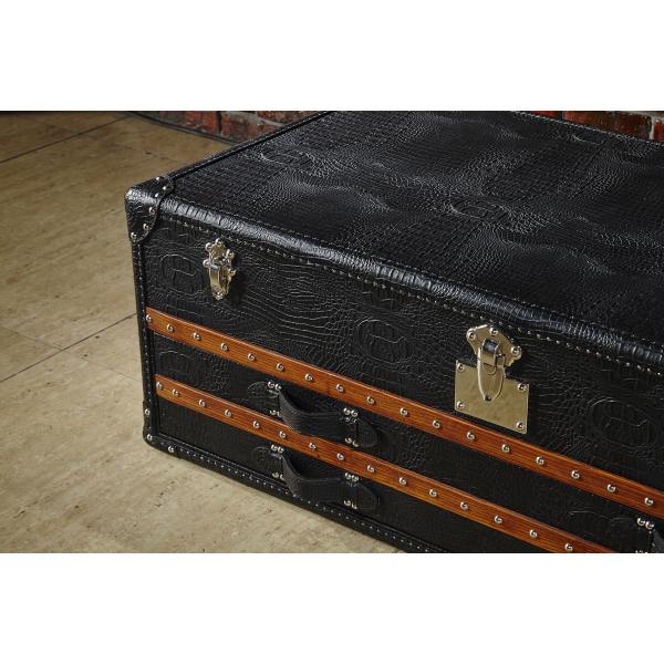 Top Genuine Leather Side Coffee Table Crocodile Grain Solid Wood Bar Decoration