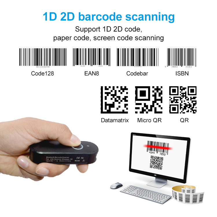 Портативная работа кода блока развертки QR штрихкода 1D 2D Bluetooth с POS ПК Windows
