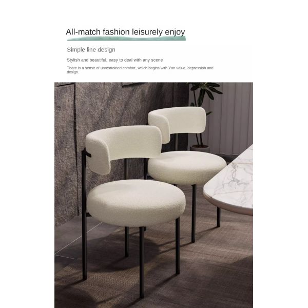 New Style Modern Luxury Fabric Dining Chairs with Metal Legs Comfortable Portable Home Bar & Bedroom Dining Room Furniture
