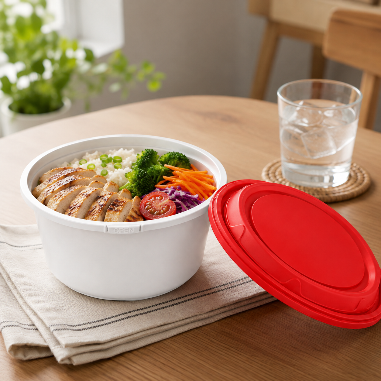 Deep PP Snap Lock Bowls 1000ml with Red Tamper Evident Lid