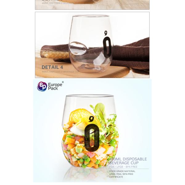 Europe-Pack promotion printing PETG 16oz disposable plastic cups