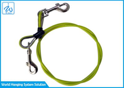 Color Plastic Coated Pet Tie Out Cable Steel Wire Rope Dog Chain With Carabiner