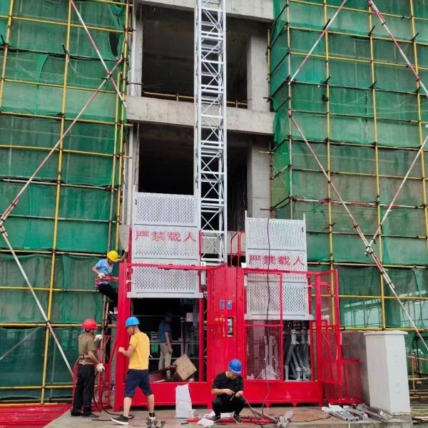 SC100 Construction Machinery Red High Speed Variable Frequency Intelligent Freight Elevator Construction Elevator