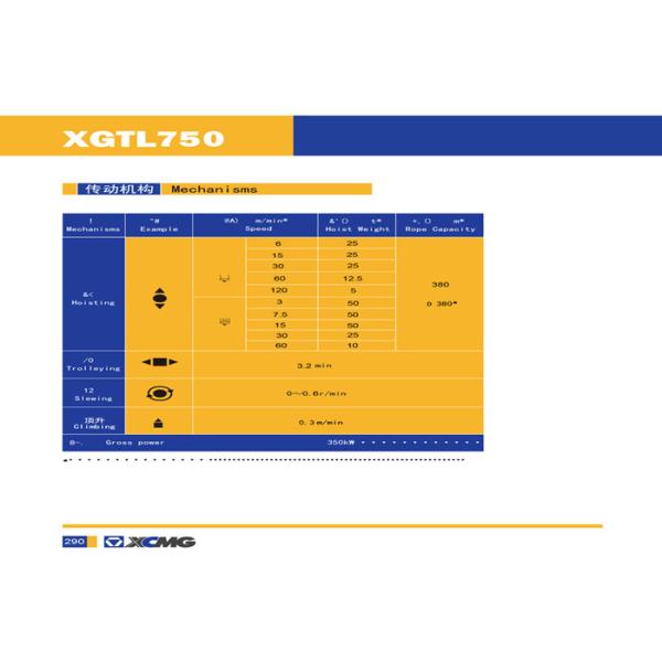 50 Ton 60meter Construction Tower Crane , XGTL750/750II XCMG Crane