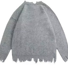 Men's Standard Thickness Round Neck Knitwear Coat with Letters Loose Fit Sweater
