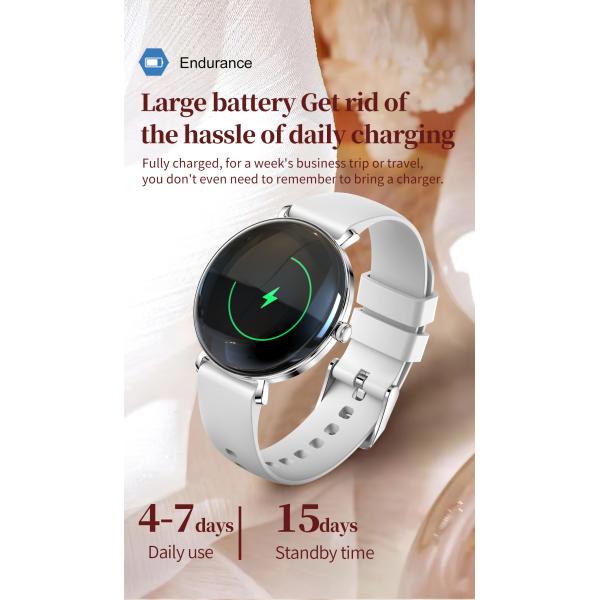 Reloj inteligente V85 Fashion para mujer, pantalla AMOLED delgada, llamada BT, monitor de muñeca, rastreador de actividad física