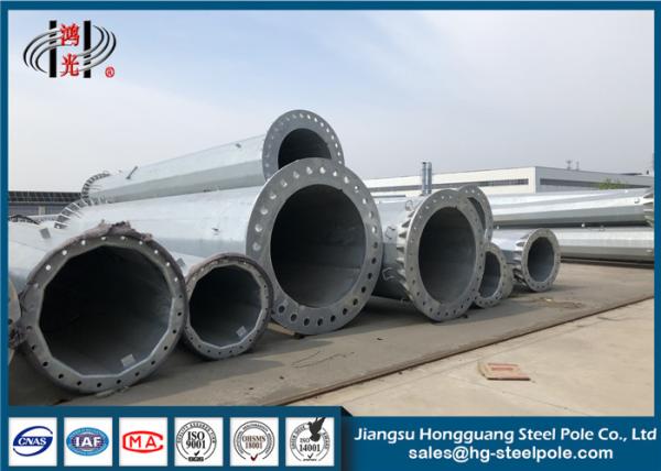 Polygonal Tapered Hot Dip Galvanized Steel Pole With Anchor Bolt Q235 Q345