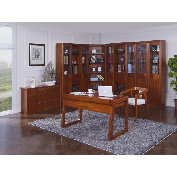 Nanmu solid wood Home office study room furniture set by Tall storage bookcase cabinet and office reading desk Chair