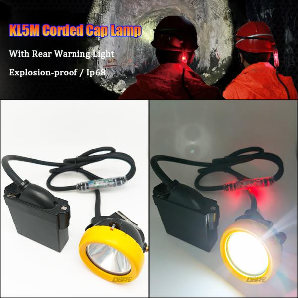 NEW Corded Mining Lamps with Strobe Rear Warning, KL5MS Rechargeable Miners Cap Lamp