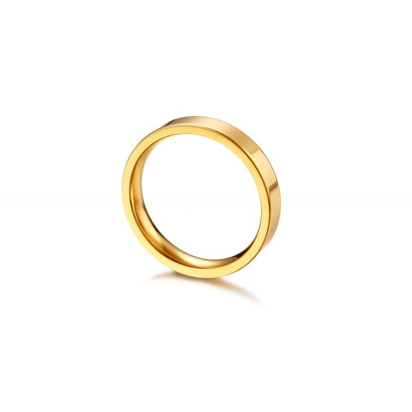 Women Stainless Steel Flat Rings Silver / Rose Gold / Gold Plated Polished Stackable 4mm