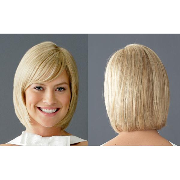 Blonde Color Short Hair Wigs 12 Inch Bobo Wigs With Side Bang , High Temperature Synthetic Material