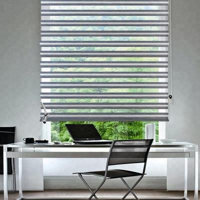 Double Sheer Intelligent Window Blinds Motorized Zebra Style For Office
